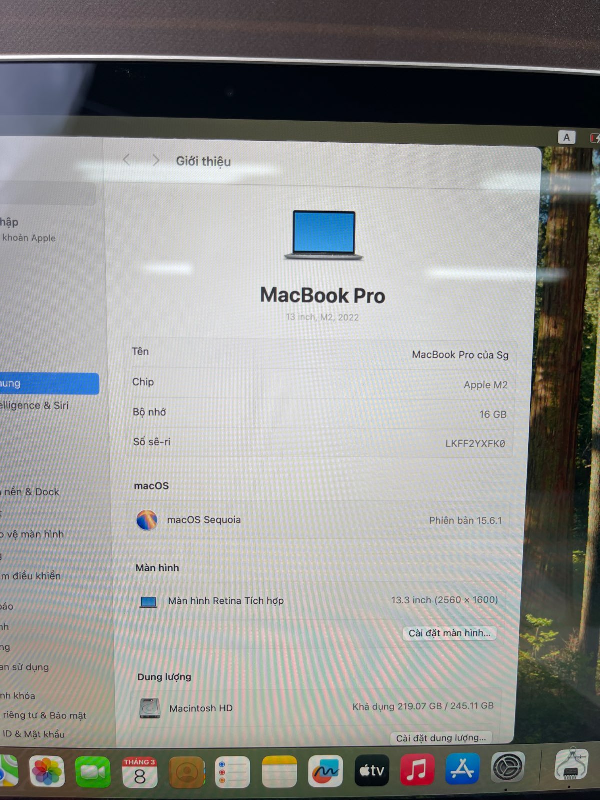 Macbook Pro 2022 M2, Ram 16GB, SSD 256 Gb  13,3 inch USED .Touch Bar + Touch ID