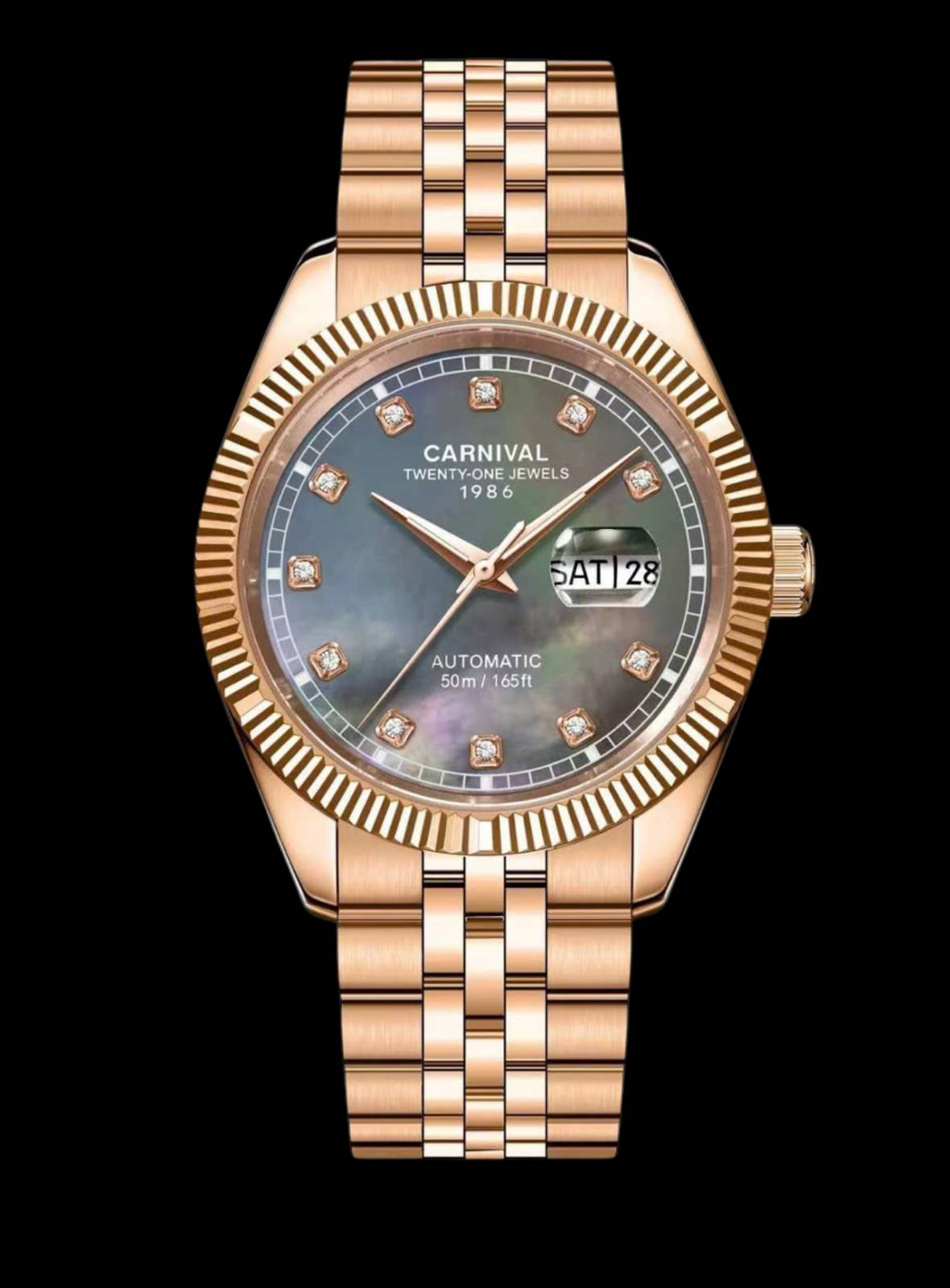 mặt xà cừ đen, dây rose gold