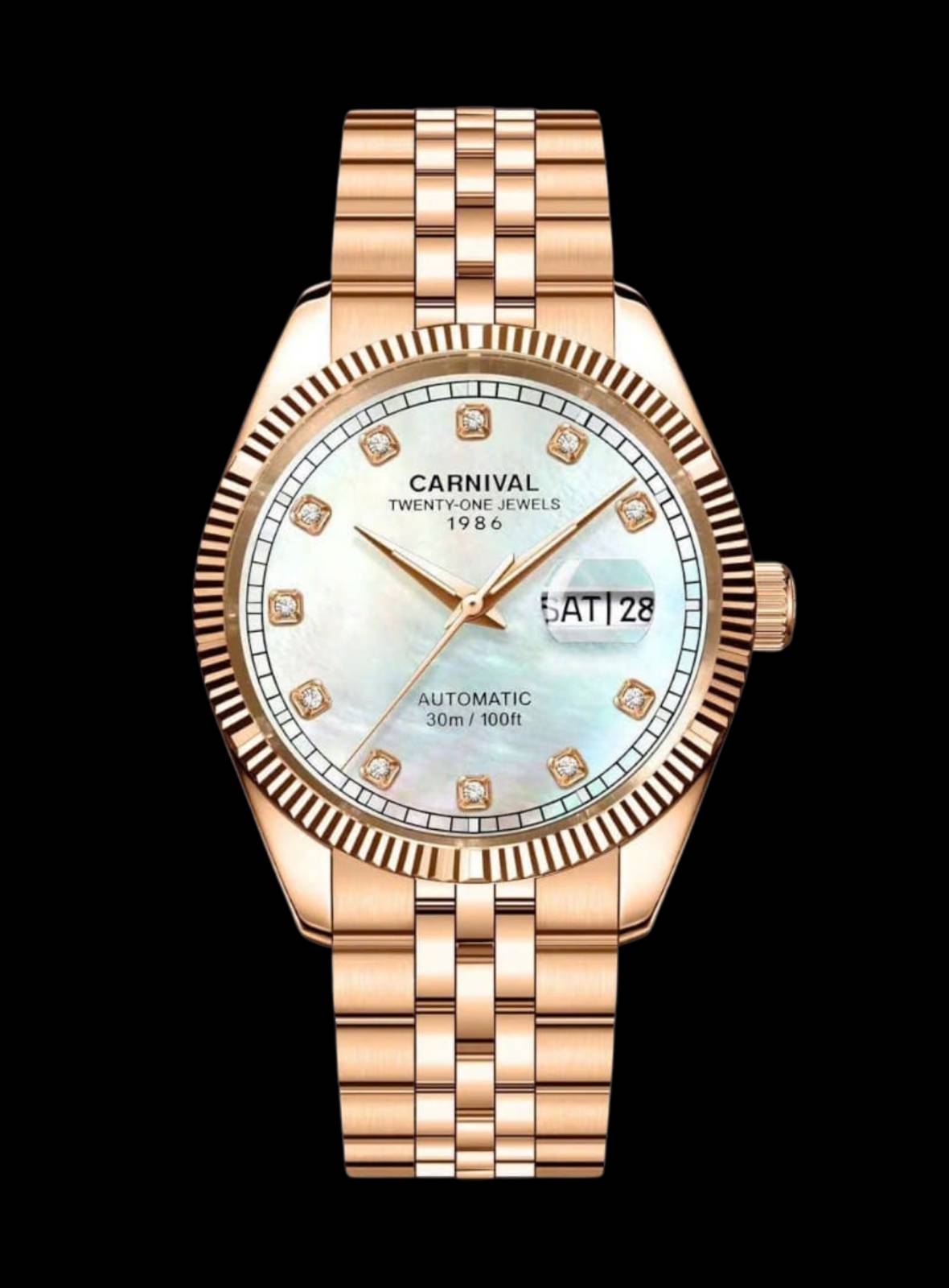 mặt xà cừ trắng, dây rose gold