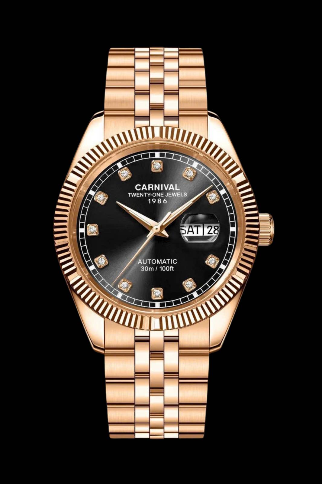 mặt đen, dây rose gold