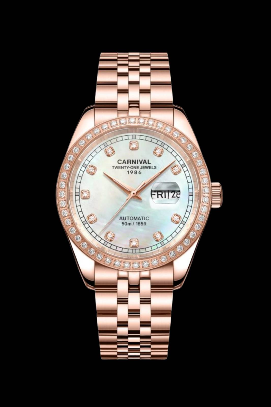 mặt xà cừ trắng, dây rose gold