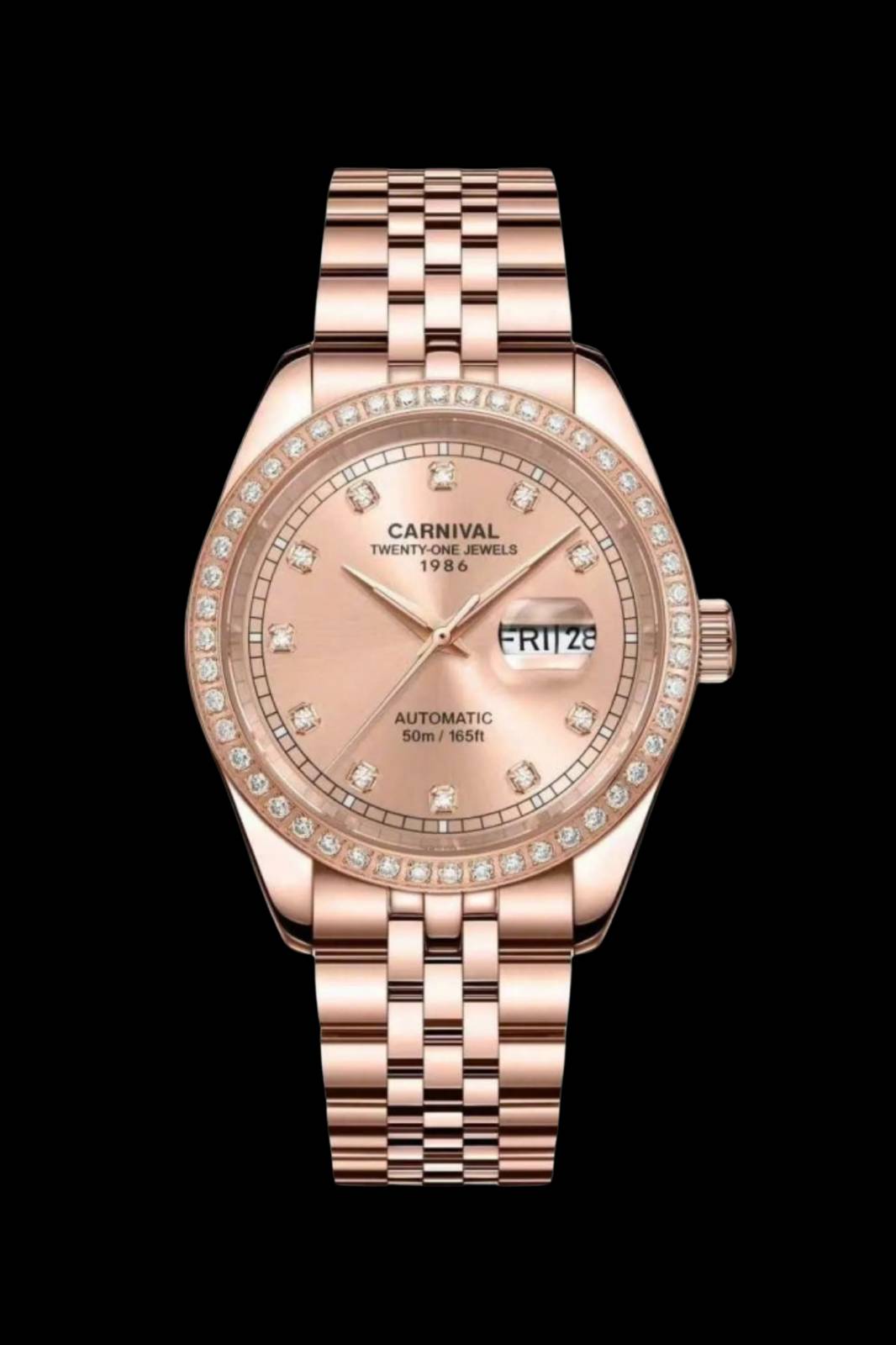 mặt nâu cá hồi, dây rose gold