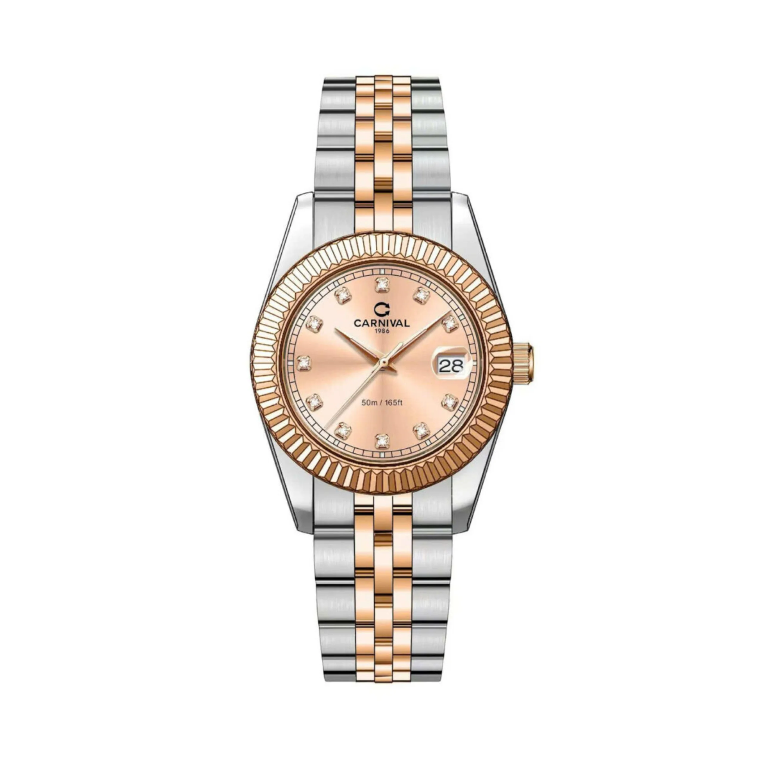 mặt rose gold, dây demi rose gold