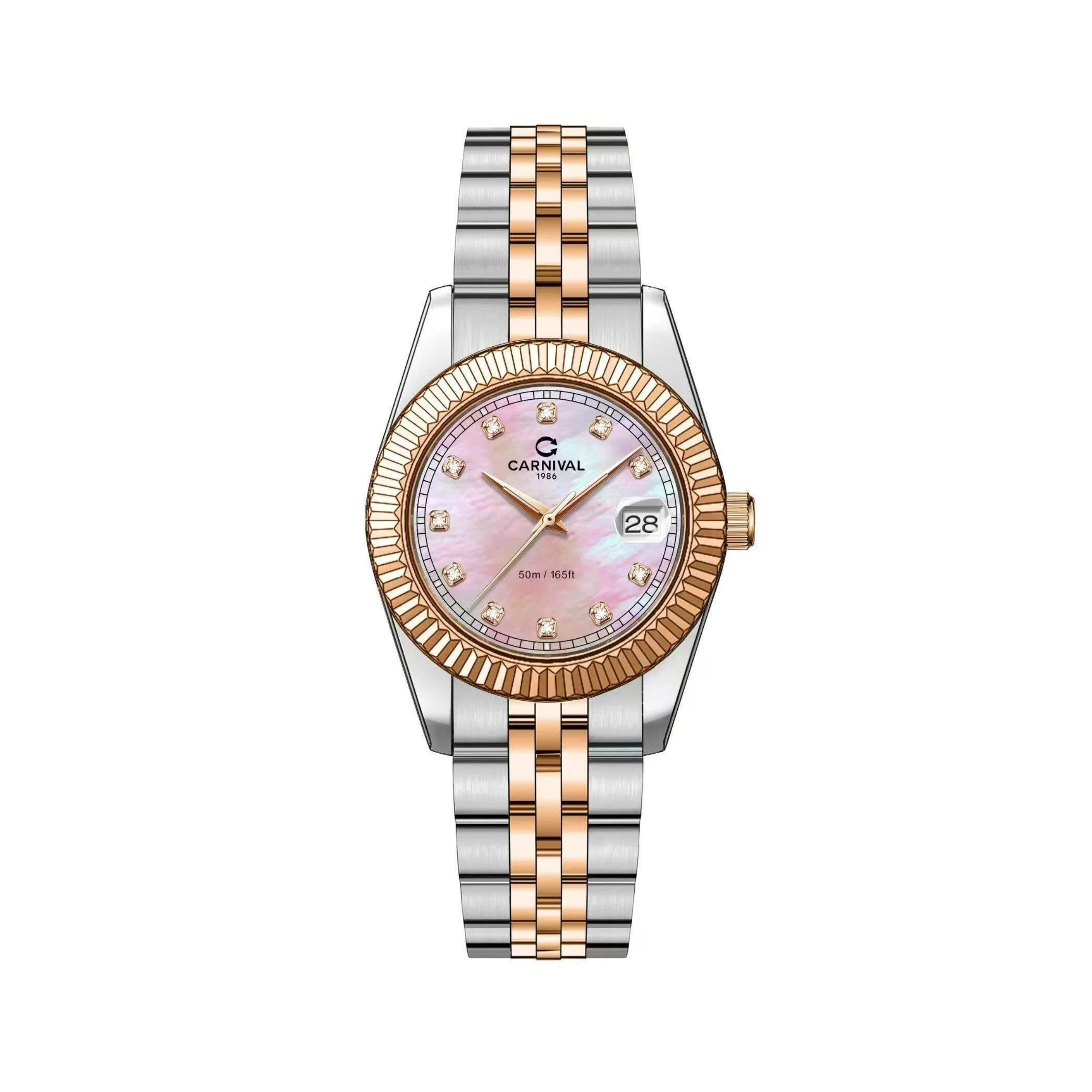 mặt xà cừ hồng, dây demi rose gold