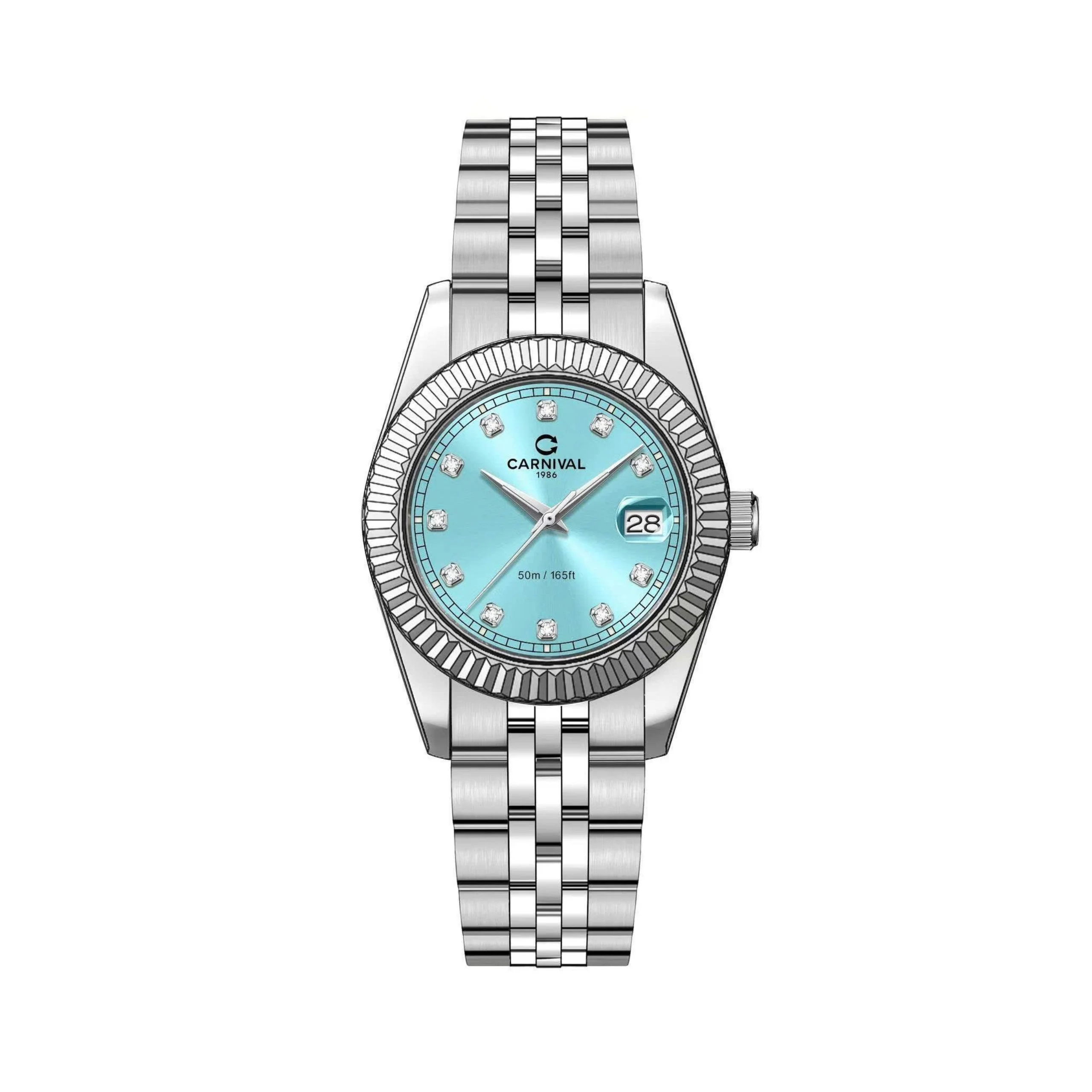 mặt xanh tiffany, dây trắng bạc