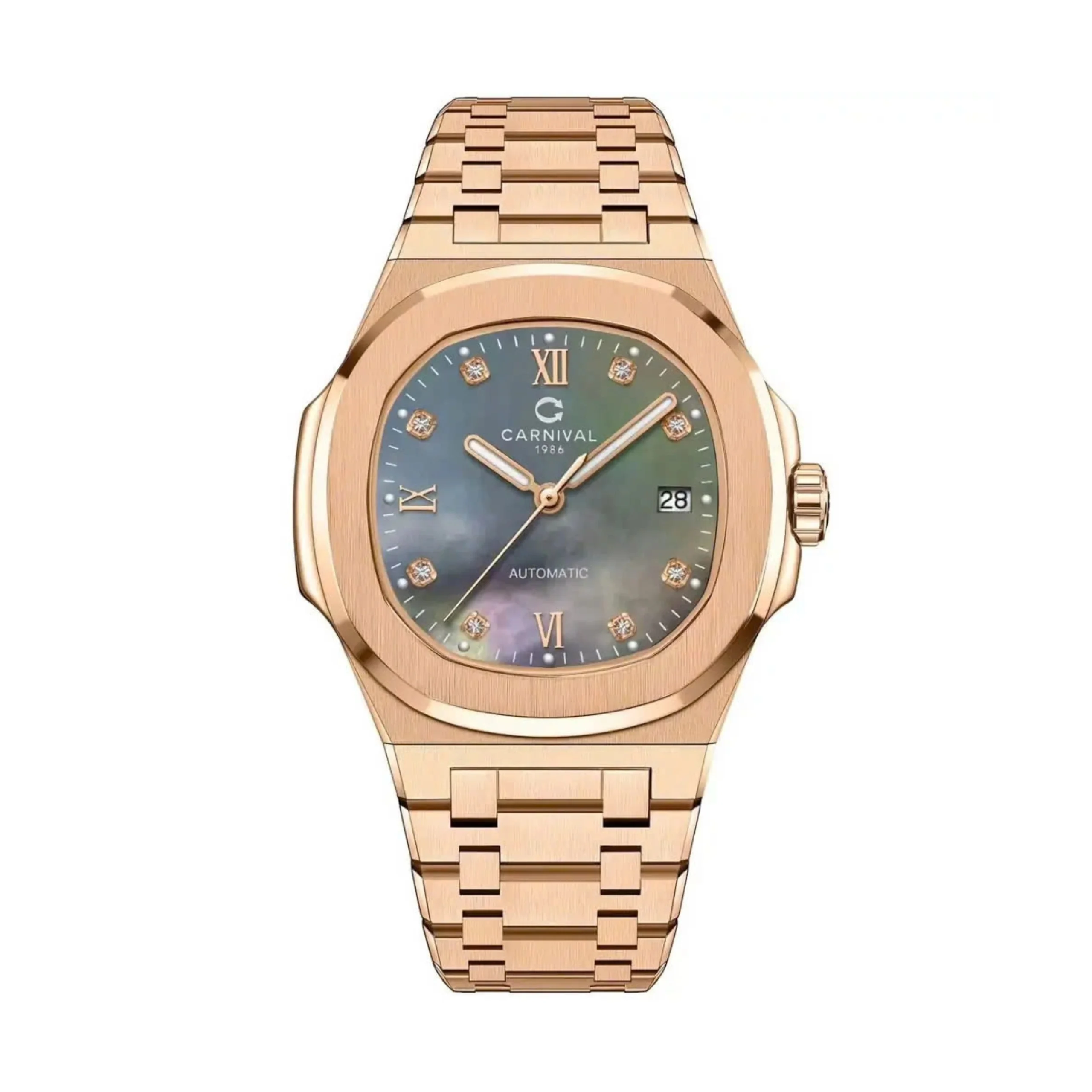 mặt xà cừ, dây rose gold