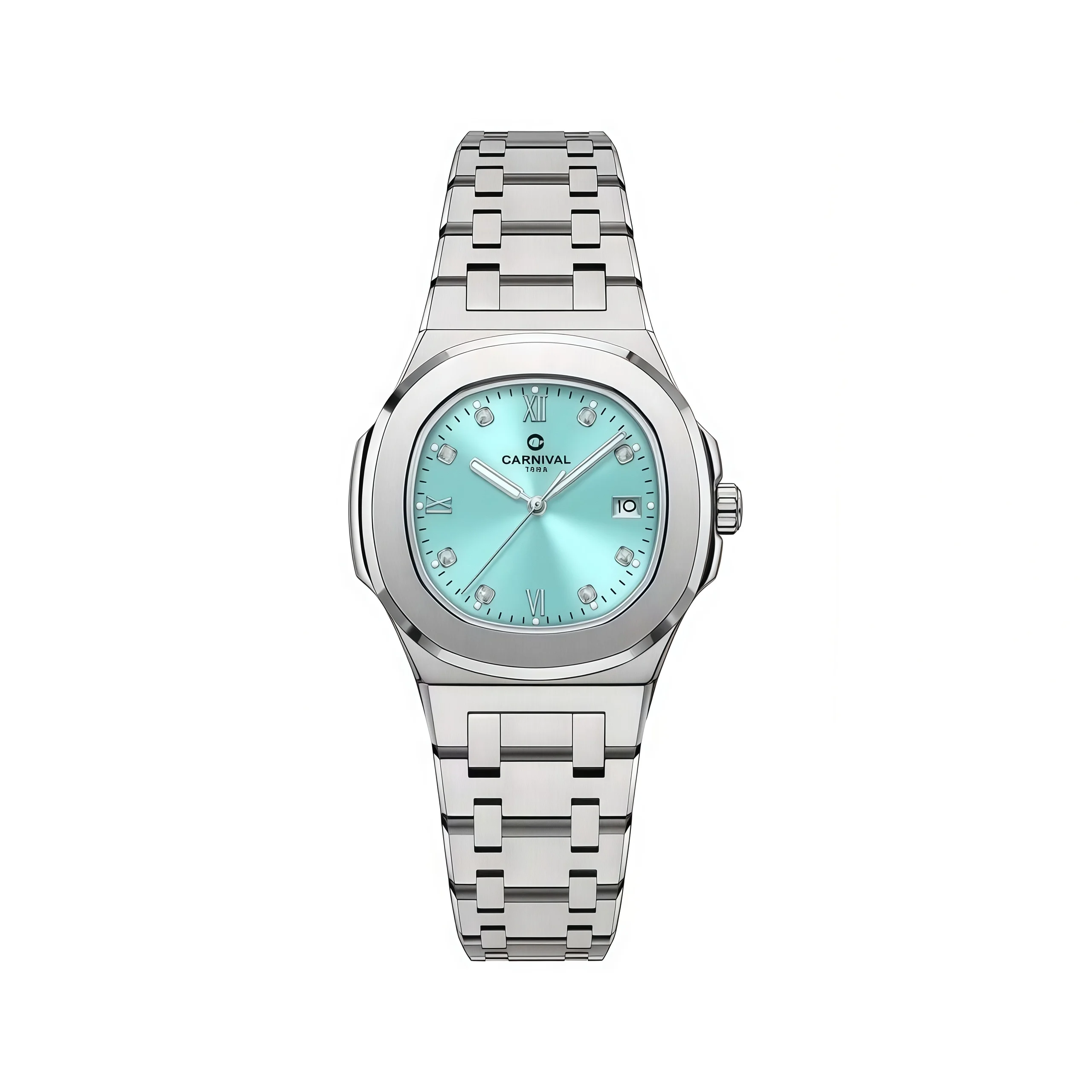 mặt xanh tiffany, dây trắng bạc