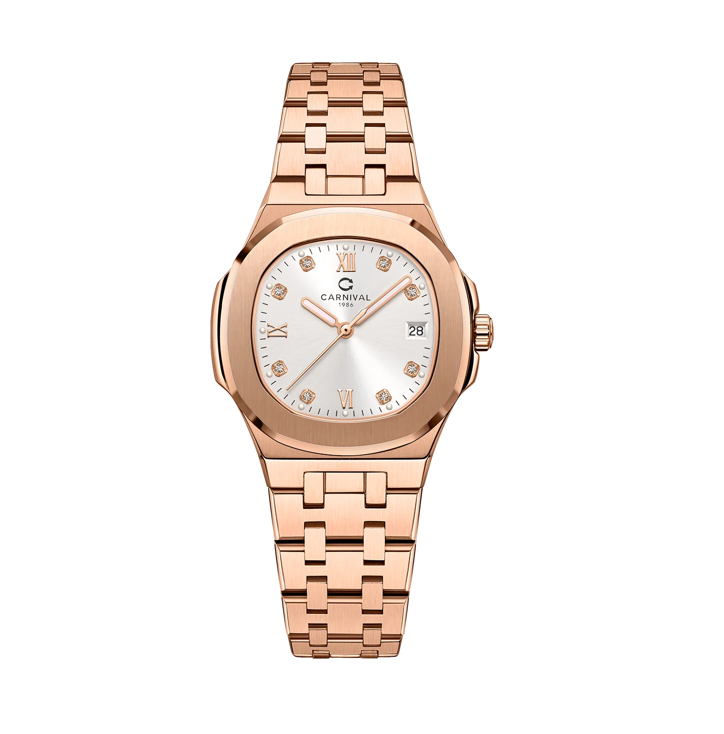 mặt trắng, dây rose gold