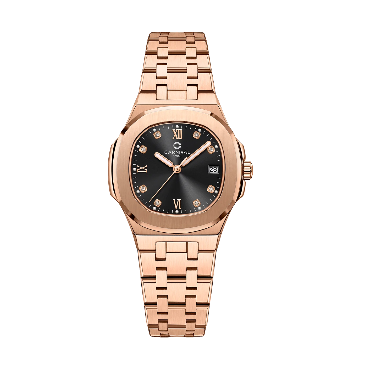 mặt đen, dây rose gold