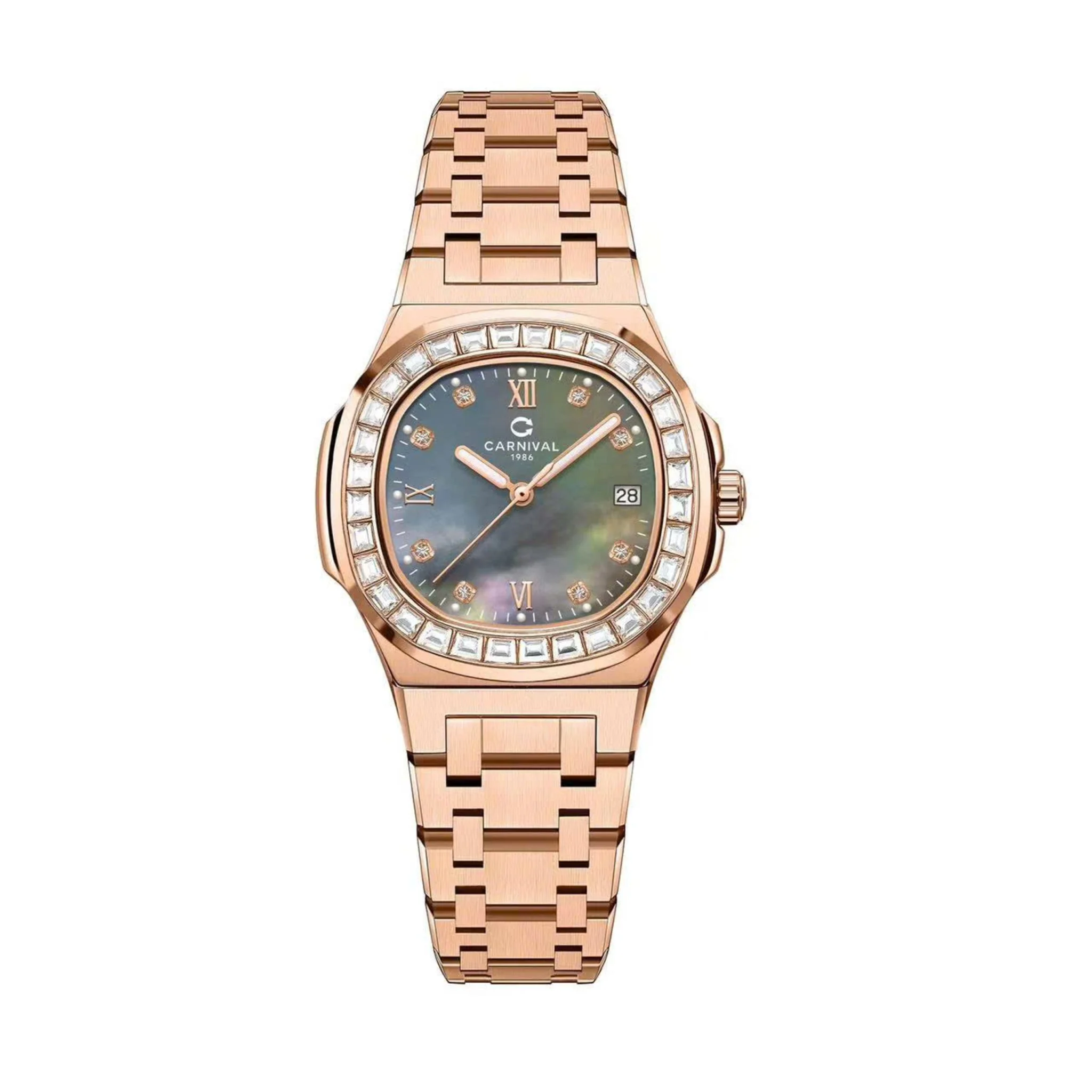 mặt đen xà cừ, dây rose gold