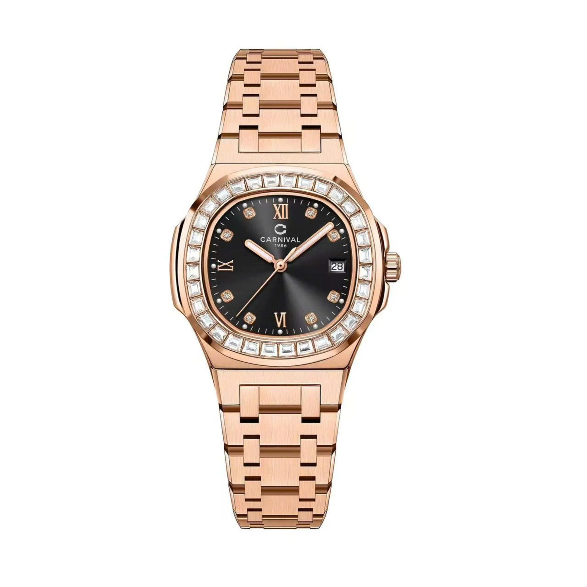 mặt đen, dây rose gold