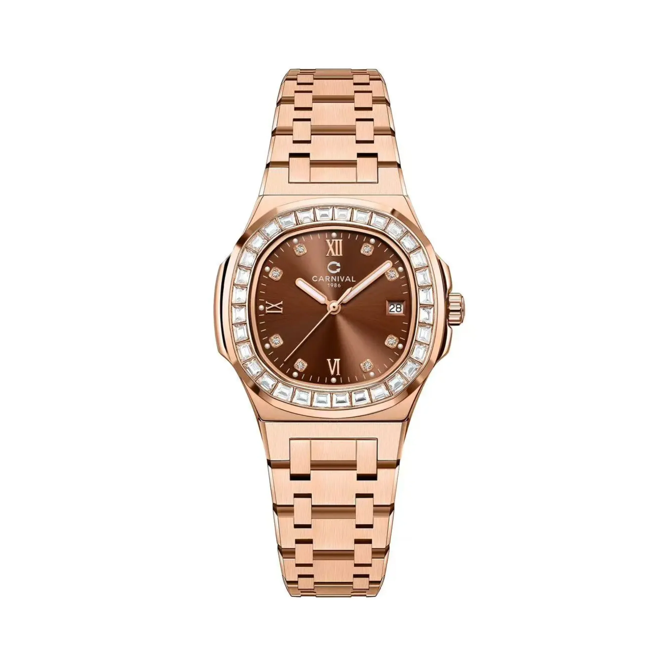 mặt nâu, dây rose gold