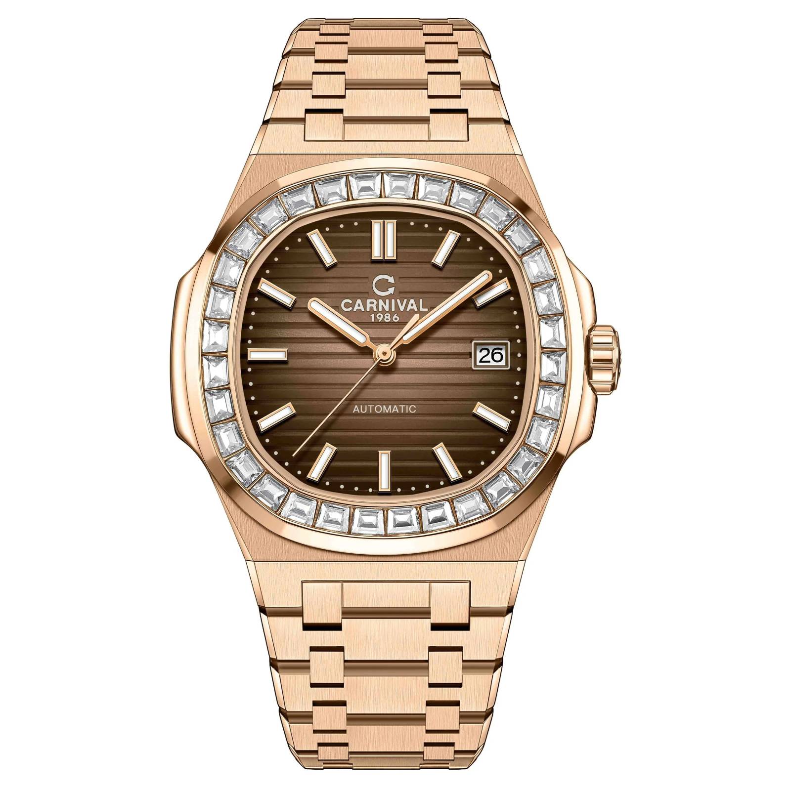mặt nâu, dây rose gold