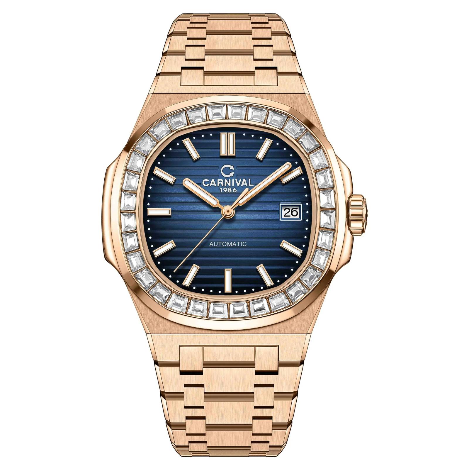 mặt xanh dương, dây rose gold
