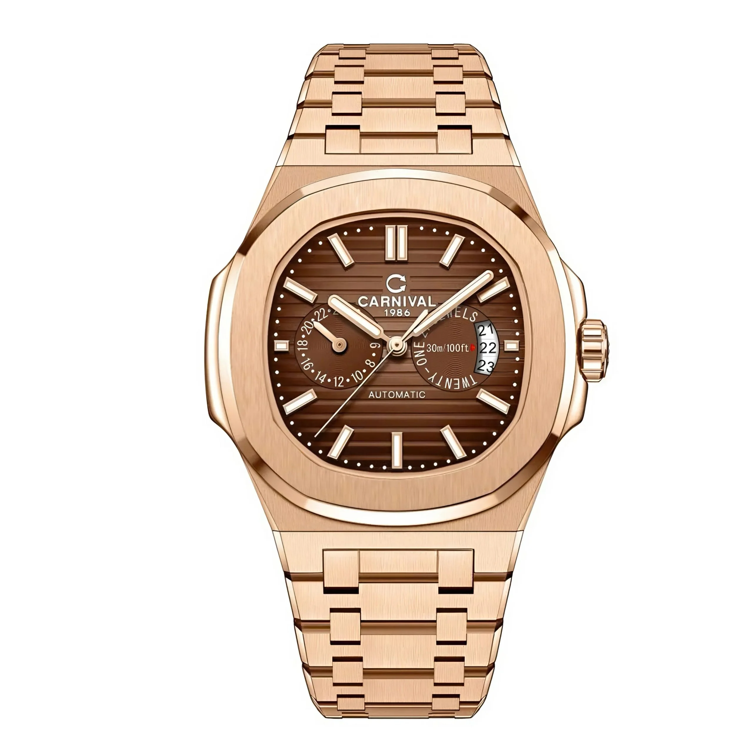mặt nâu, dây rose gold