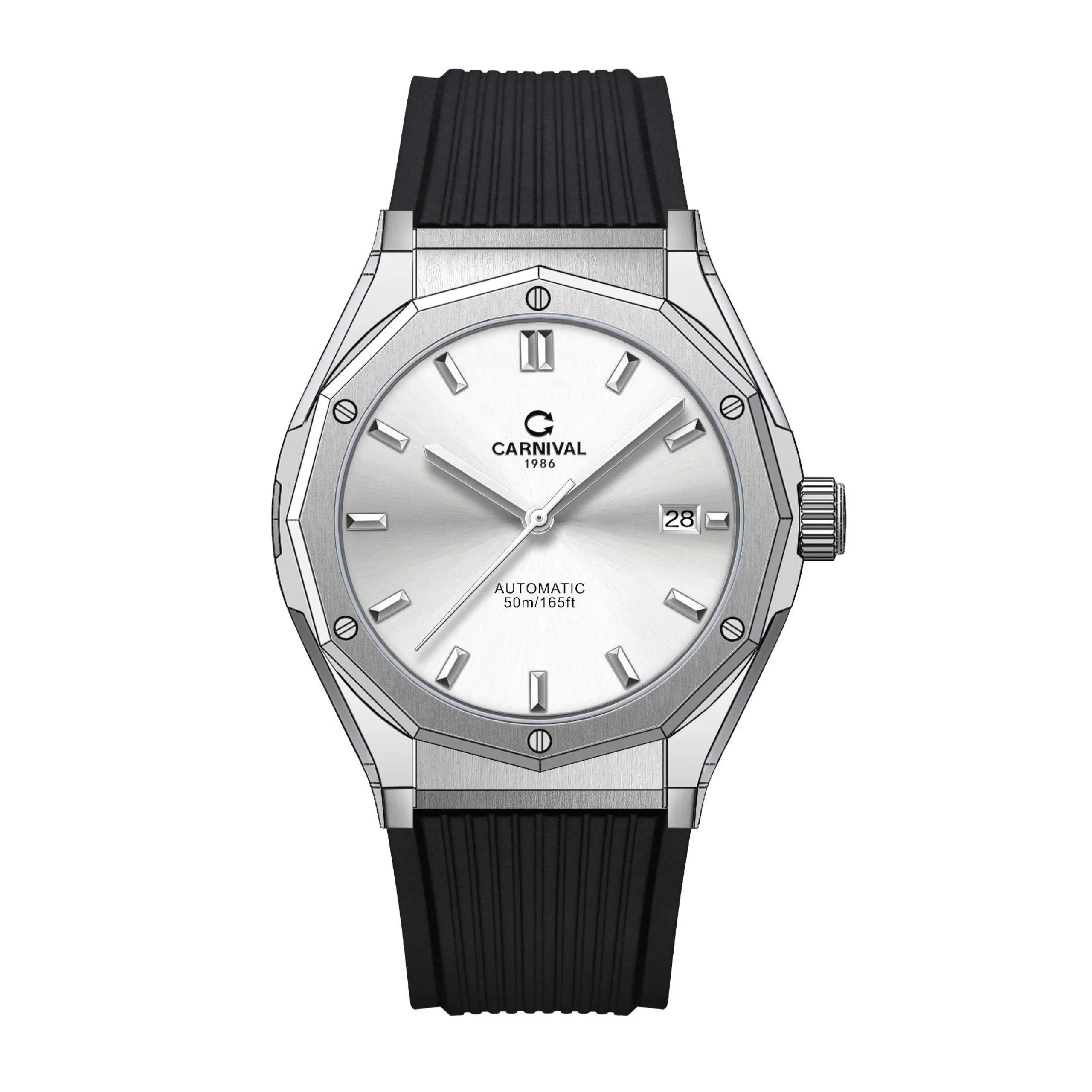 Carnival Nam form hublot mặt trắng benzel bạc