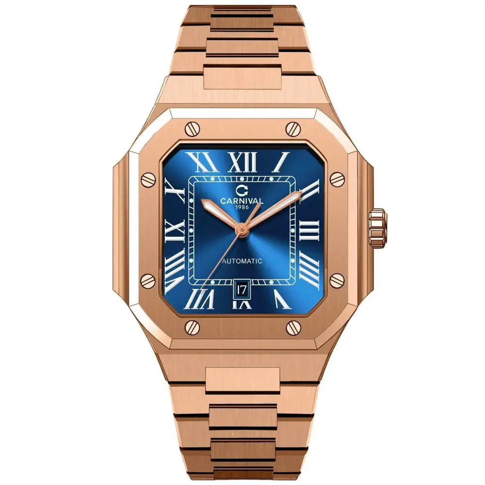mặt xanh dương, dây rose gold