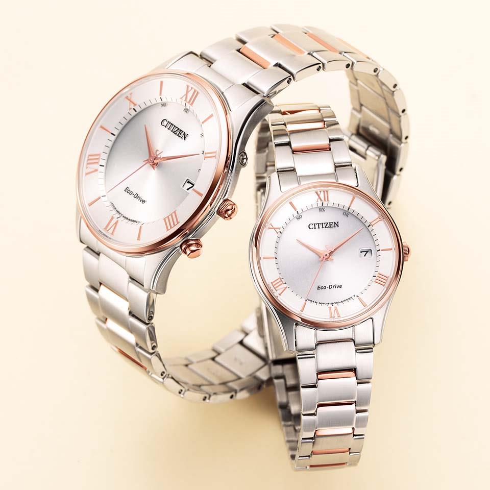 CITIZEN COLLECTION Solar Radio-Controlled Pair Watches AS1062-59A-ES0002-57A