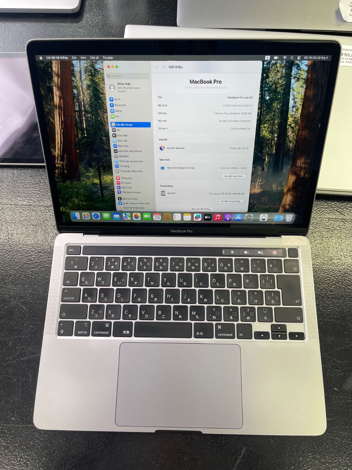 Macbook Pro 2020 i5, Ram 16GB, SSD 500 Gb  13,3 inch USED .Touch Bar + Touch ID