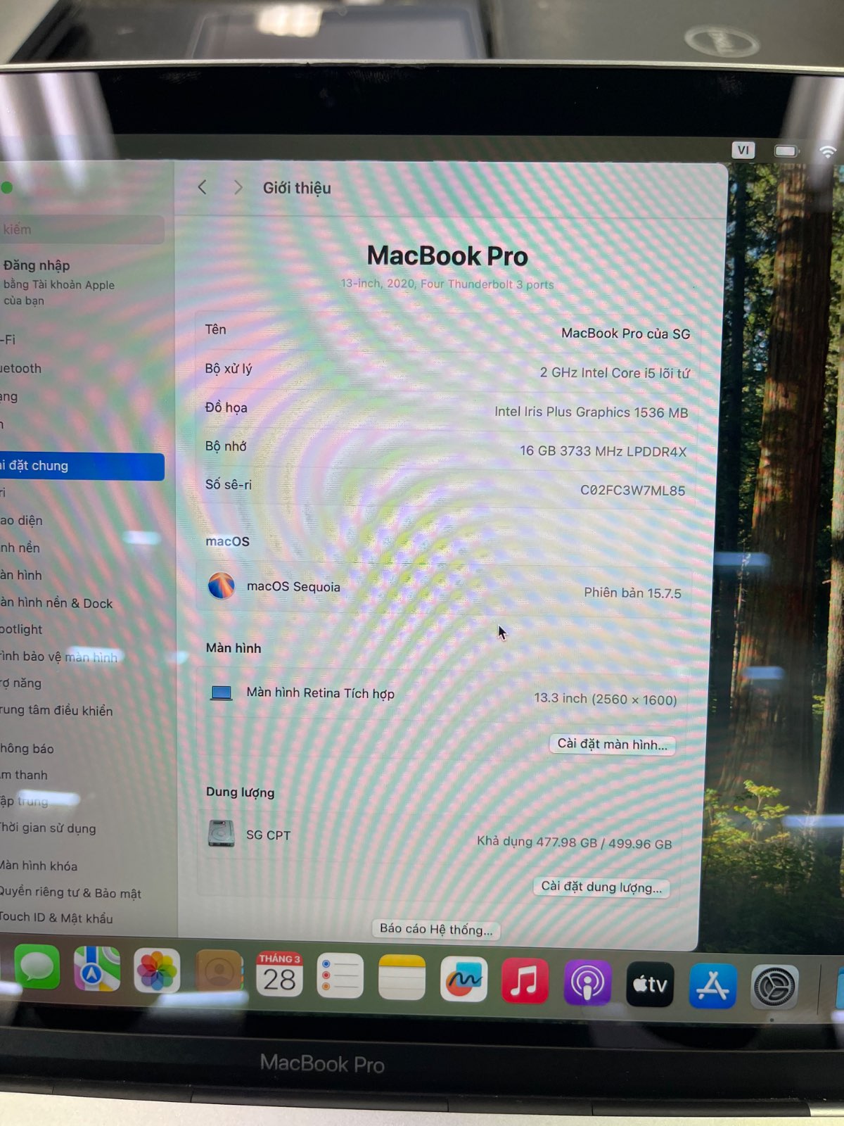 Macbook Pro 2020 i5, Ram 16GB, SSD 500 Gb  13,3 inch USED .Touch Bar + Touch ID